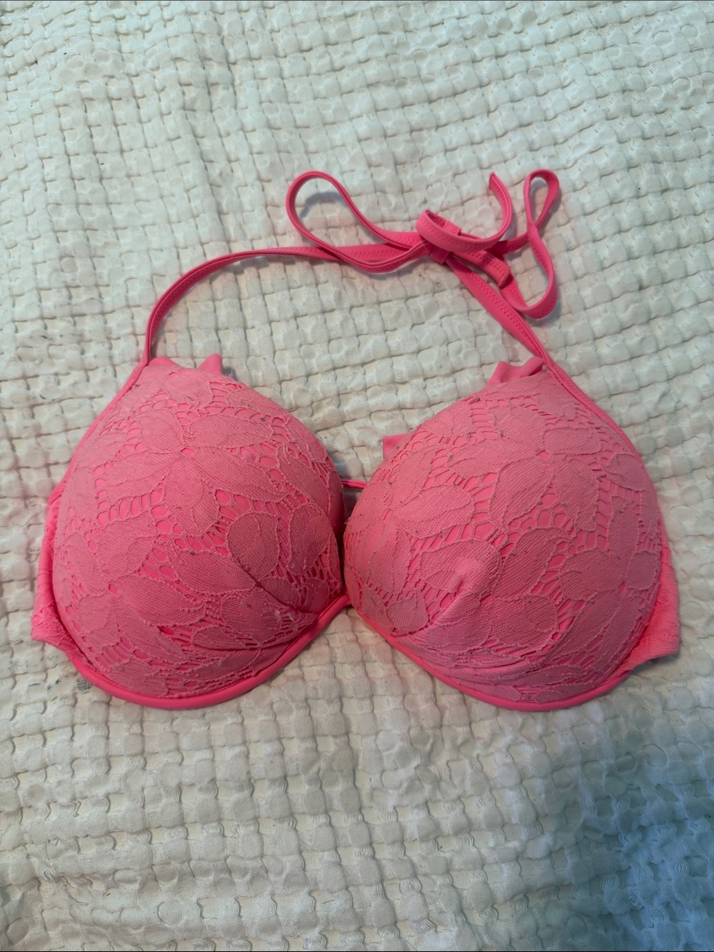 Victoria's Secret Pink Lace Halter Push-Up Bikini Top